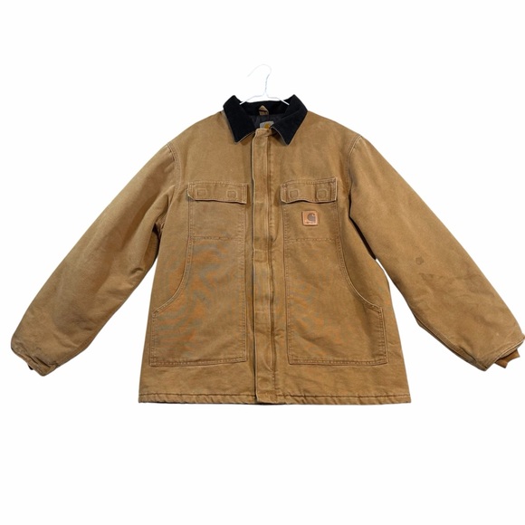 Carhartt C26 211 Blanket Lined Sandstone Duck Coat Brown Workwear Jacket Large